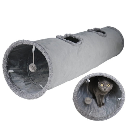 Cat Tunnel with Hanging Toys – Suede Foldable – packaging